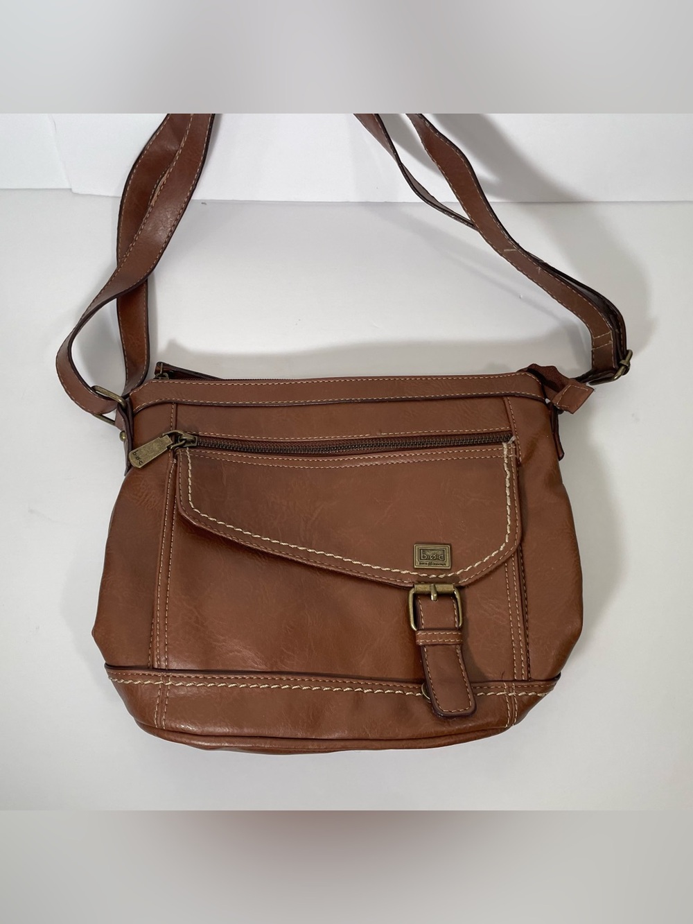 BOC Born Concepts Brown Shoulder Bag Purse Buckle Pocket Adjustable Strap